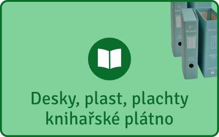 Desky, plast, plachty, knihařské plátno